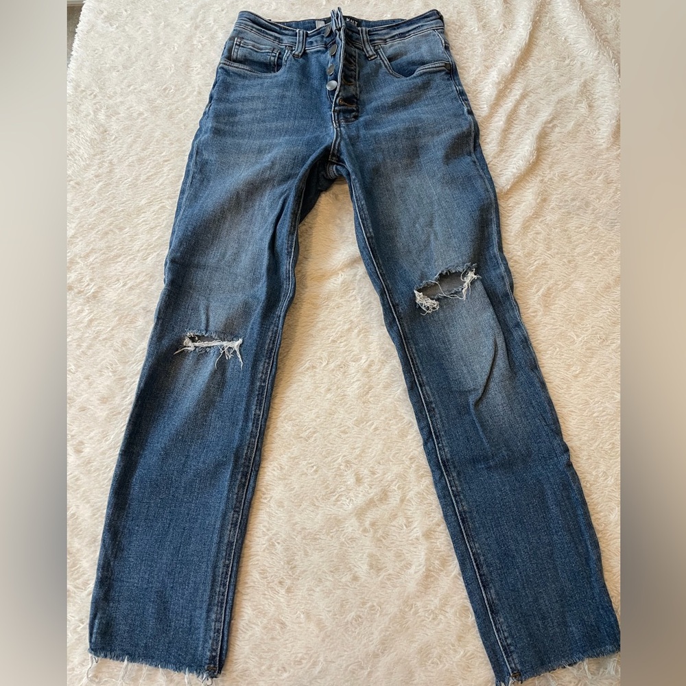 Kut from the Kloth Skinny Distressed Dark Blue Jeans